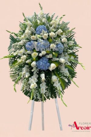 TRIPODE FUNEBRE BLANCO Y CELESTE
