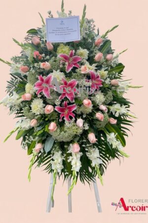 TRIPODE FUNEBRE LILIUM ROSADOS
